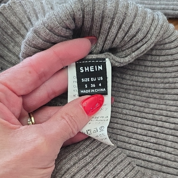 SHEIN Gray and White Cowl Neck Sweaters - Picture 2 of 5